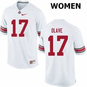 NCAA Ohio State Buckeyes Women's #17 Chris Olave White Nike Football College Jersey ENI8245MY